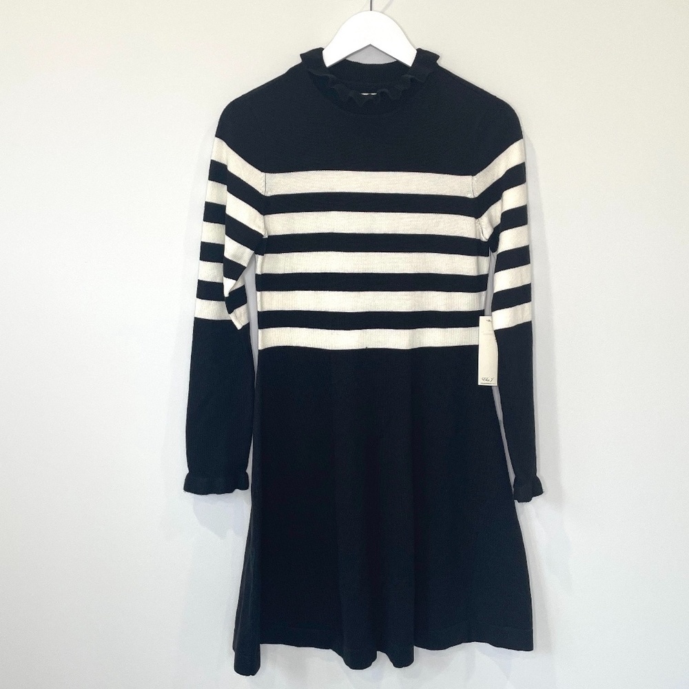 Eliza J Black and White Sweater Skater Dress